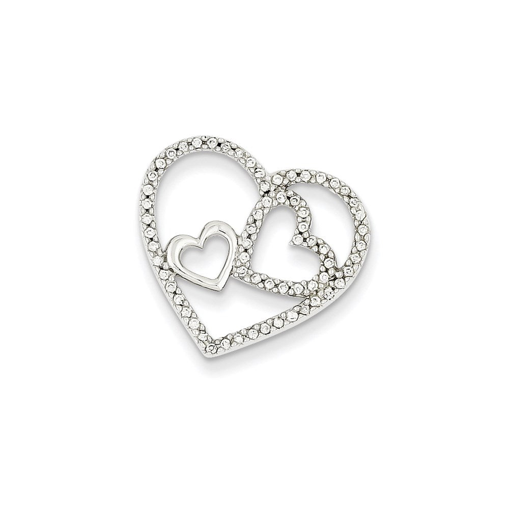 14k White Gold Real Diamond Hearts Chain Slide