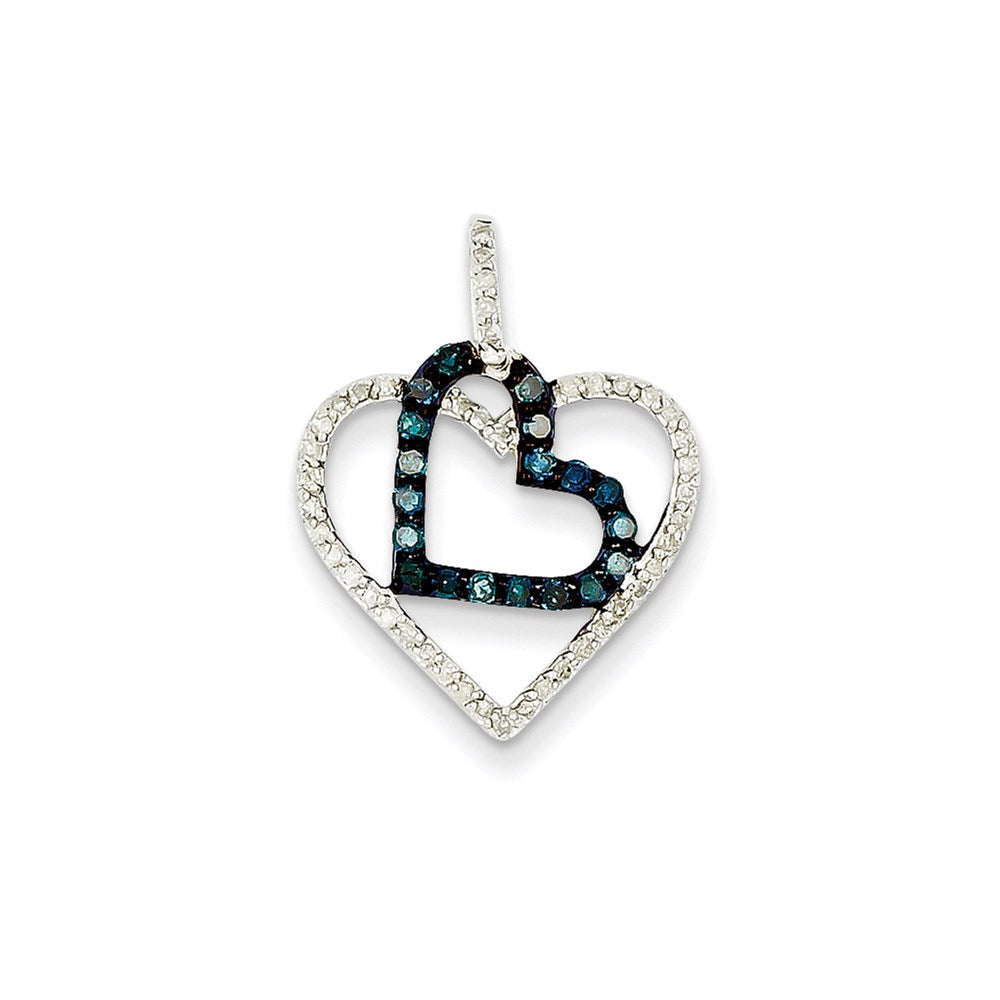 14k White Gold WG Wht. & Bl. Dia Pendant