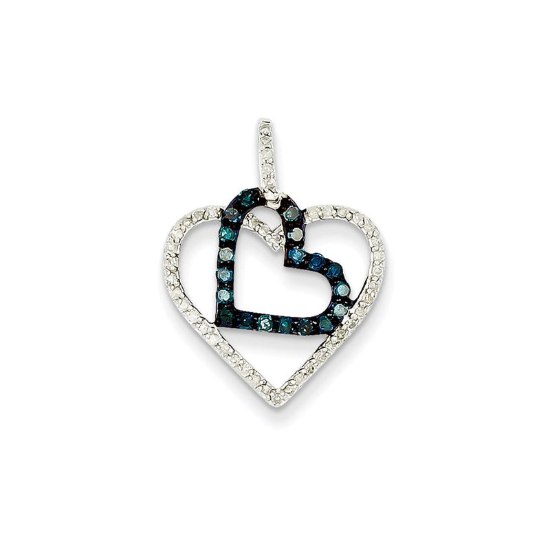 14k White Gold WG Wht. & Bl. Dia Pendant