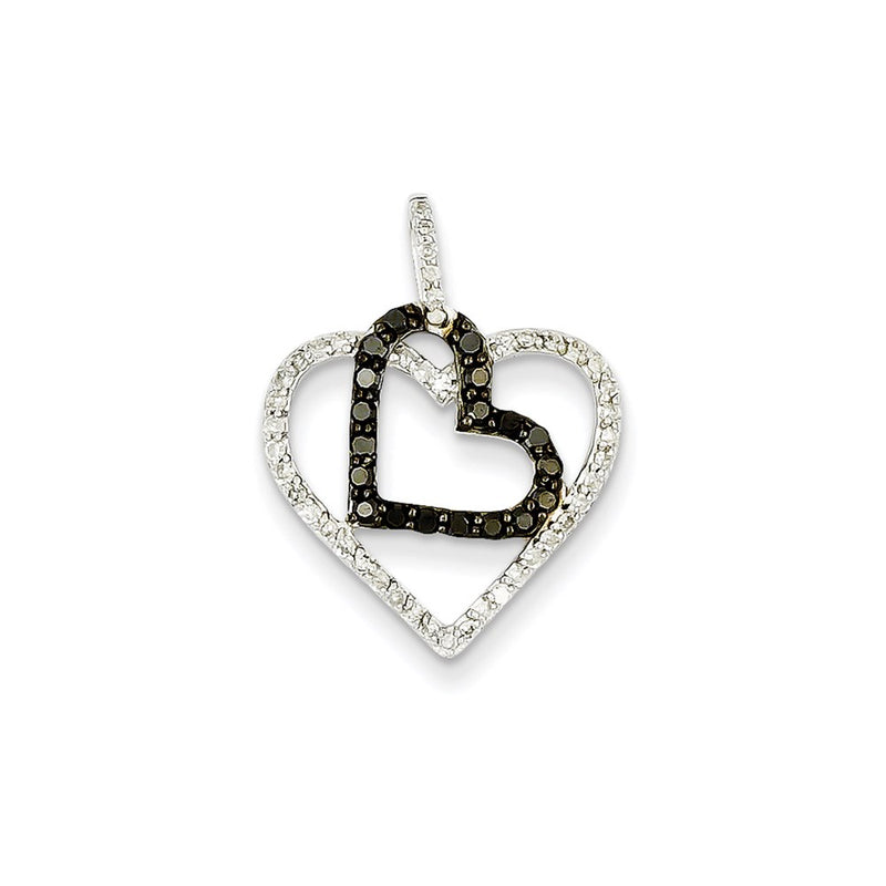 14k White Gold WG Wht. & Blk. Dia Pendant