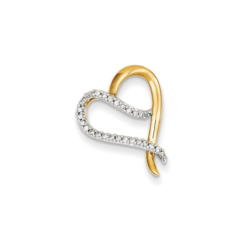 14K Yellow Gold Real Diamond Heart Pendant