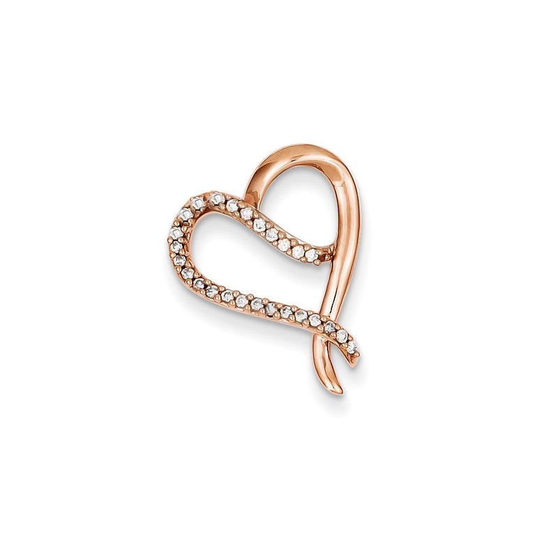 14k Rose Gold Real Diamond Heart Chain Slide