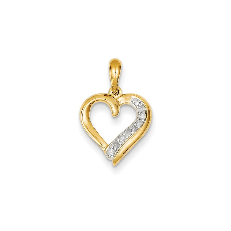 14K Yellow Gold Real Diamond Heart Pendant