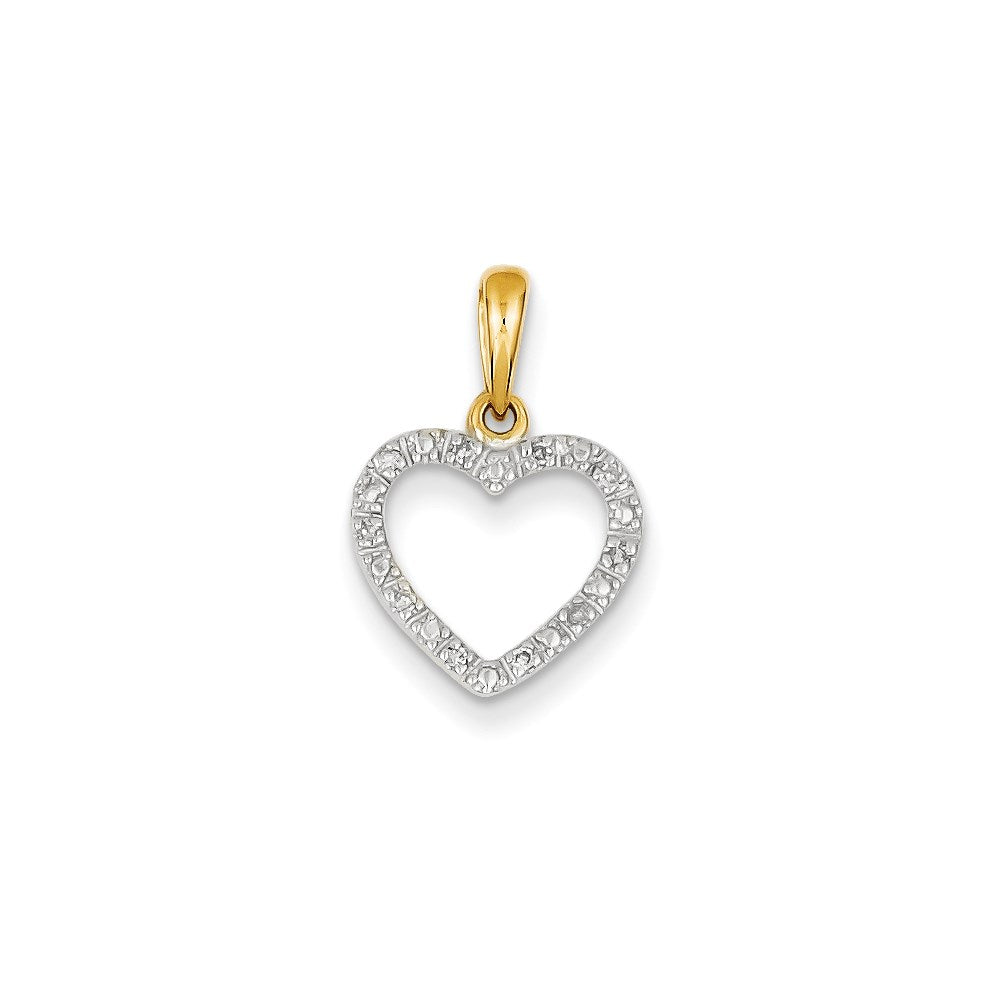 14K Yellow Gold Real Diamond Heart Pendant