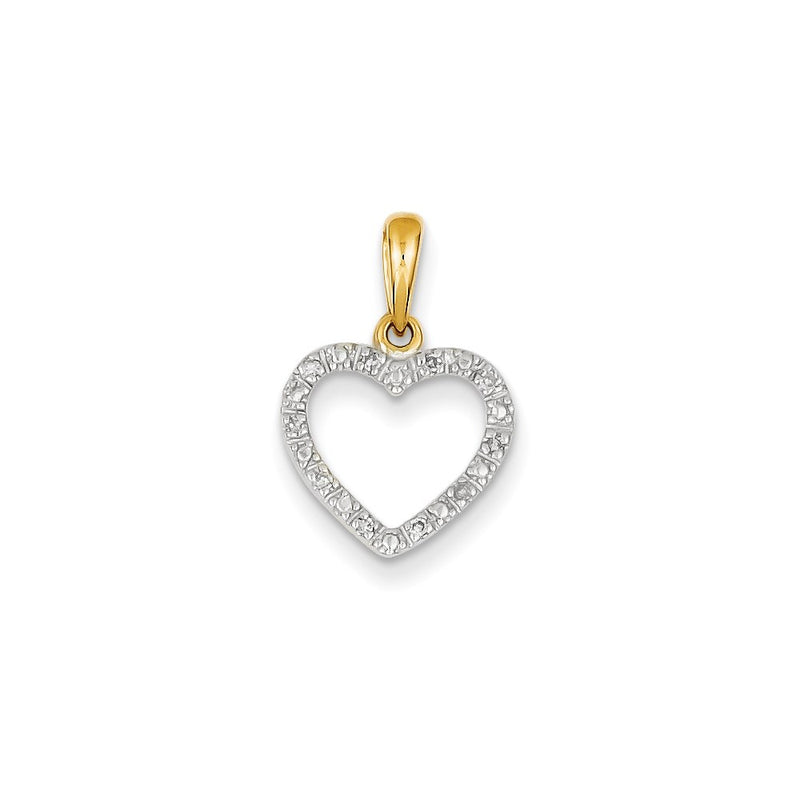 14K Yellow Gold Real Diamond Heart Pendant