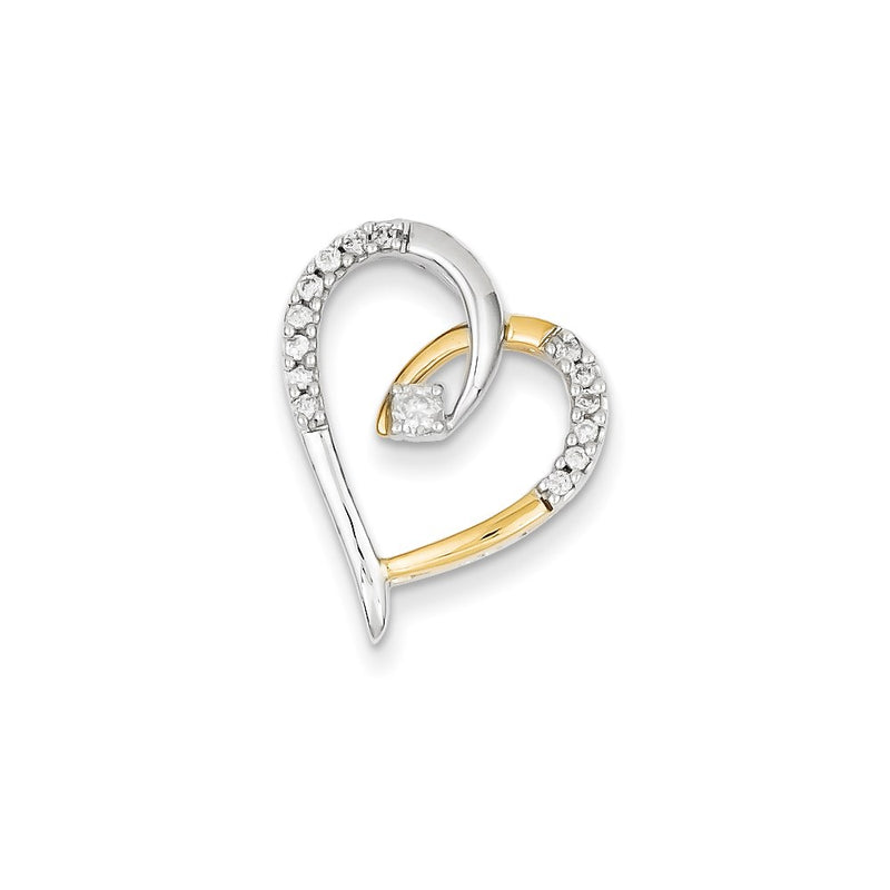 14k Two-Tone Gold Heart Real Diamond Pendant