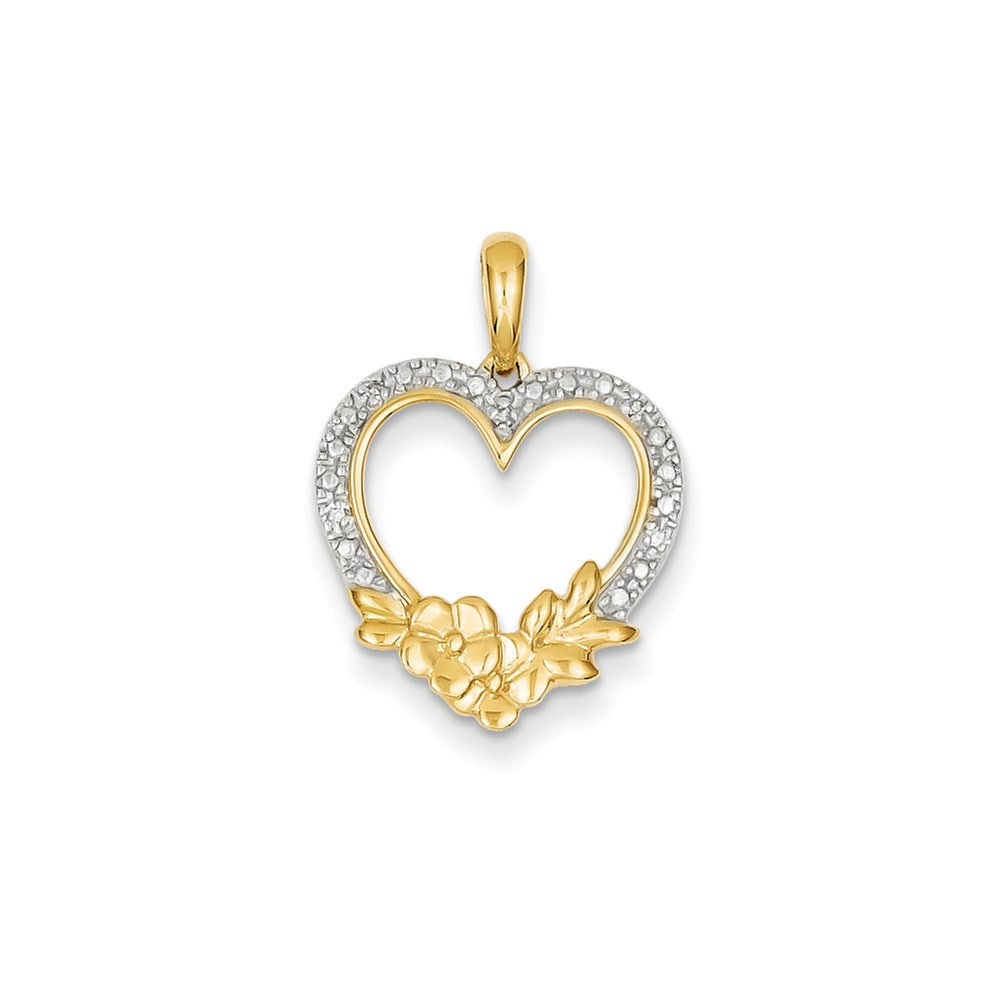 14K Yellow Gold & Rhod Real Diamond Pendant