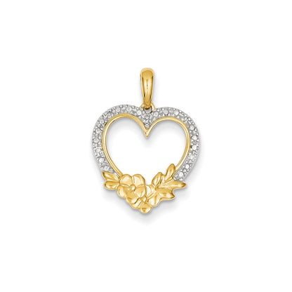 14K Yellow Gold & Rhod Real Diamond Pendant
