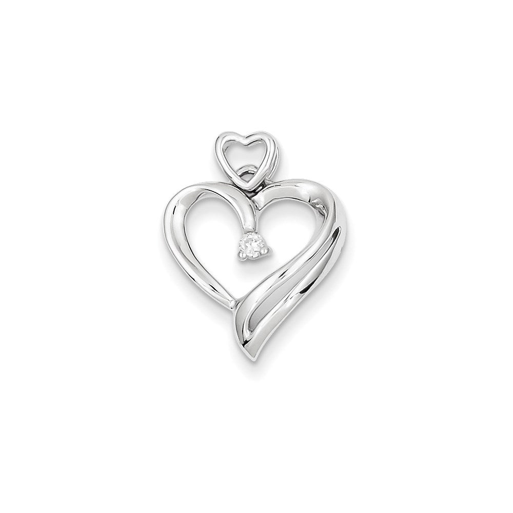 14k White Gold Diamonds Heart Chain Slide