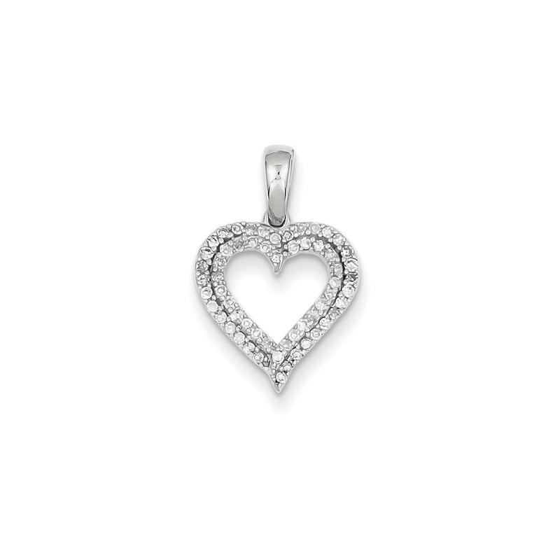 14K White Gold Real Diamond Heart Pendant