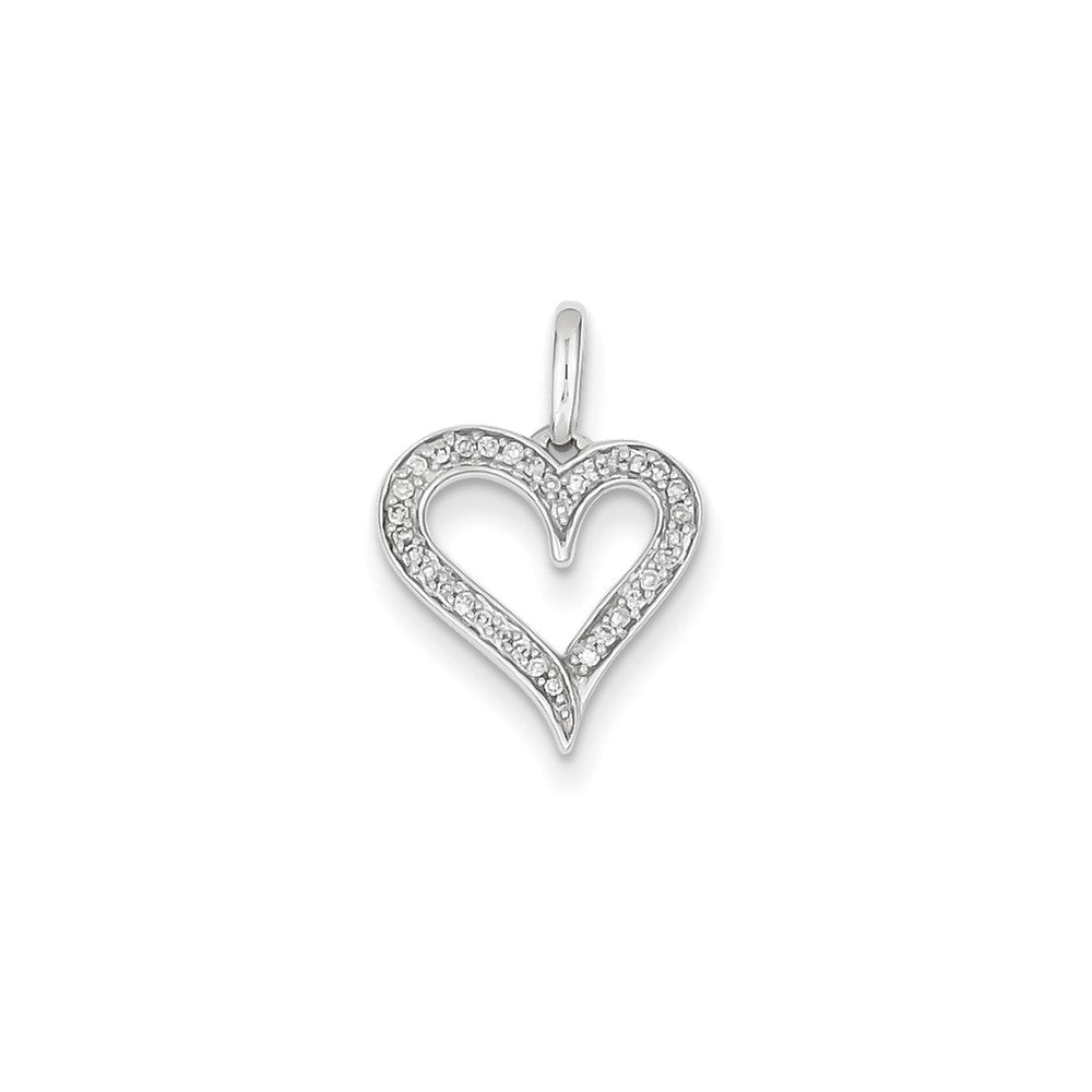 14K White Gold Diamond Heart Pendant
