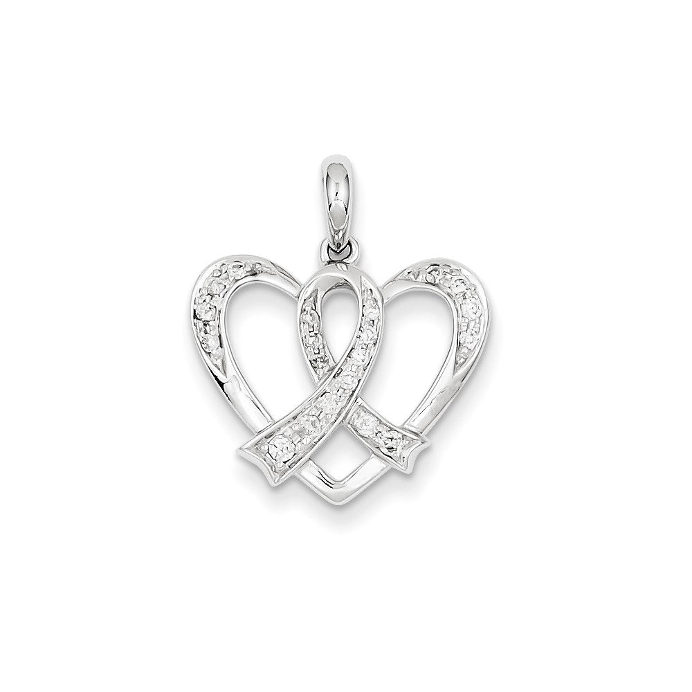 14K White Gold Real Diamond Pendant