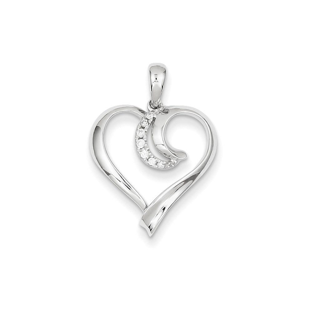 14K White Gold Diamond Heart Pendant