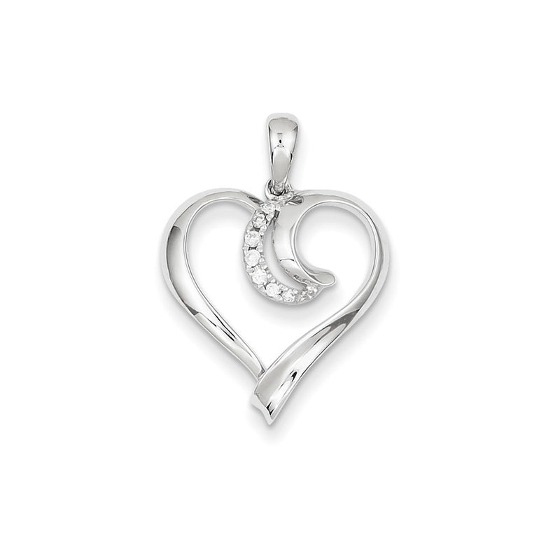 14K White Gold Diamond Heart Pendant
