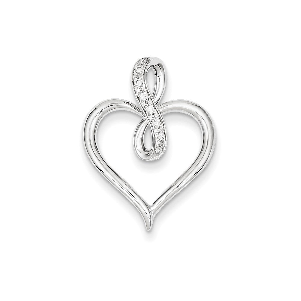 14K White Gold Real Diamond Heart Pendant
