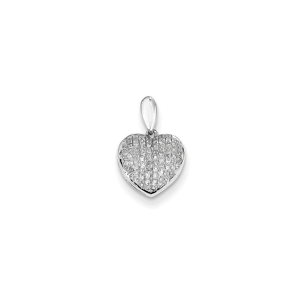 14k White Gold Real Diamond Heart Shaped Pendant