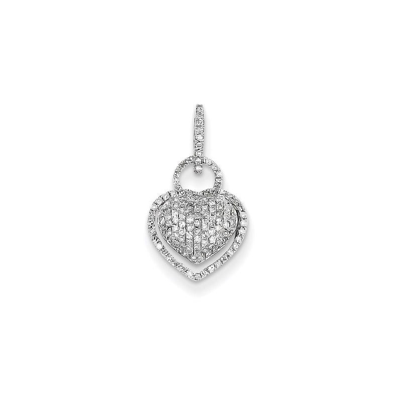 14k White Gold Real Diamond Heart Pendant