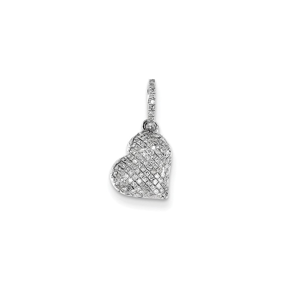 14k White Gold Real Diamond Heart Pendant