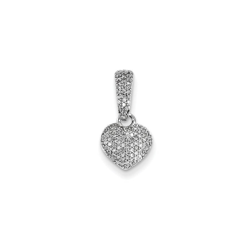 14k White Gold Real Diamond Heart Pendant