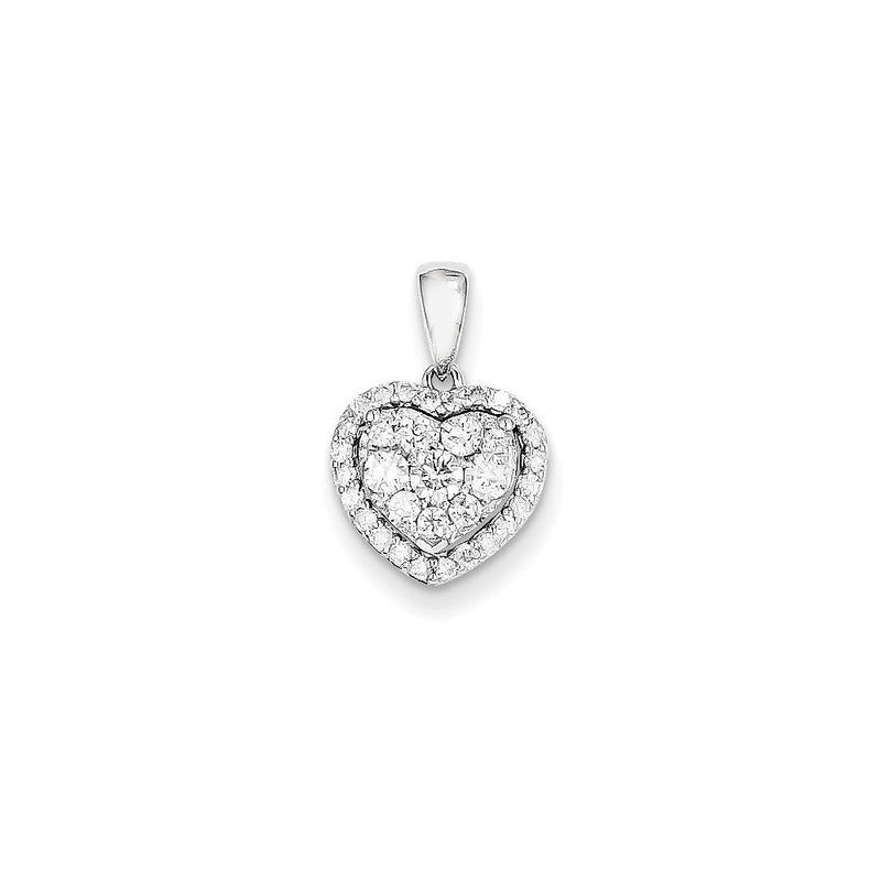 14k White Gold Real Diamond Heart Pendant