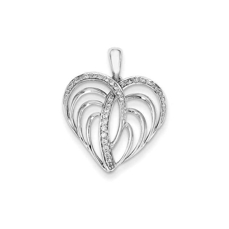 14K White Gold Real Diamond Heart Pendant
