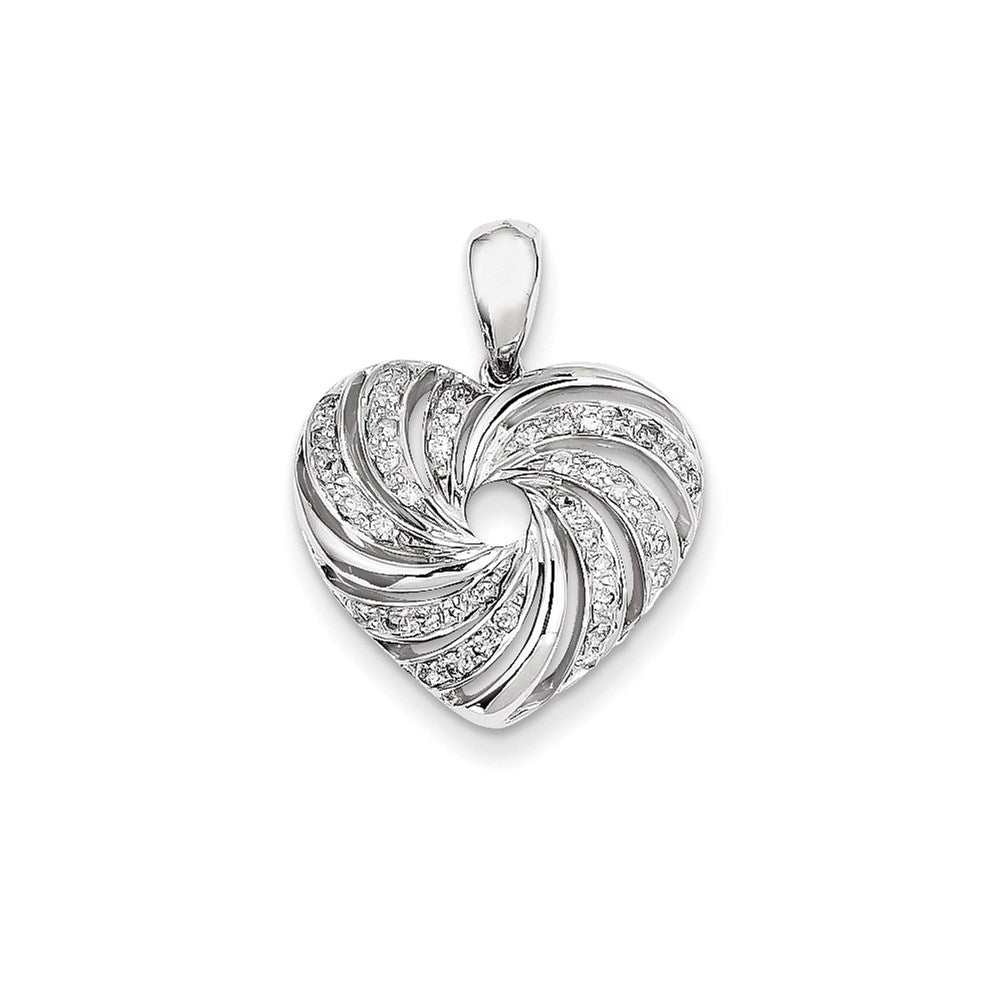 14K White Gold & Real Diamond Heart Pendant