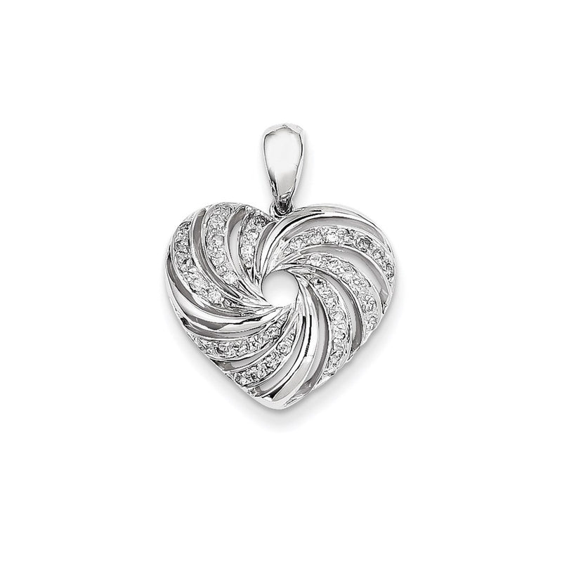 14K White Gold & Real Diamond Heart Pendant