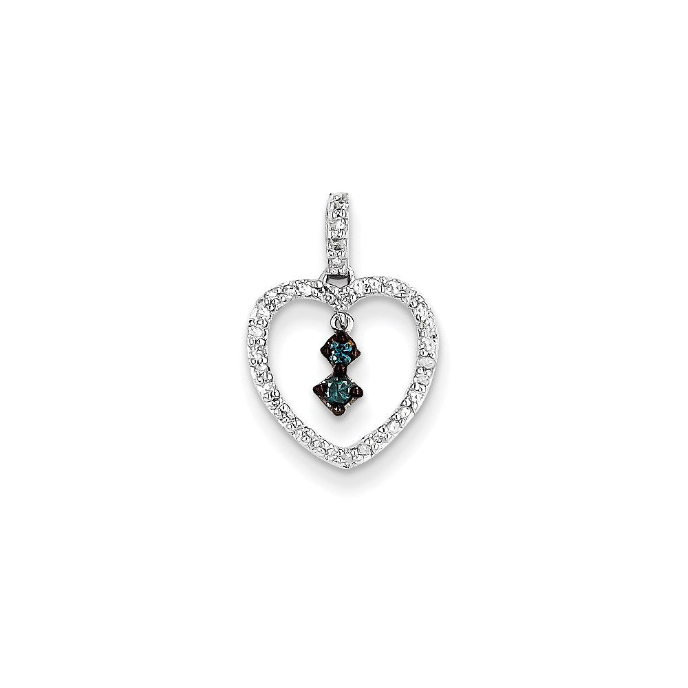 14k White Gold WG Wht. & Bl. Dia Pendant