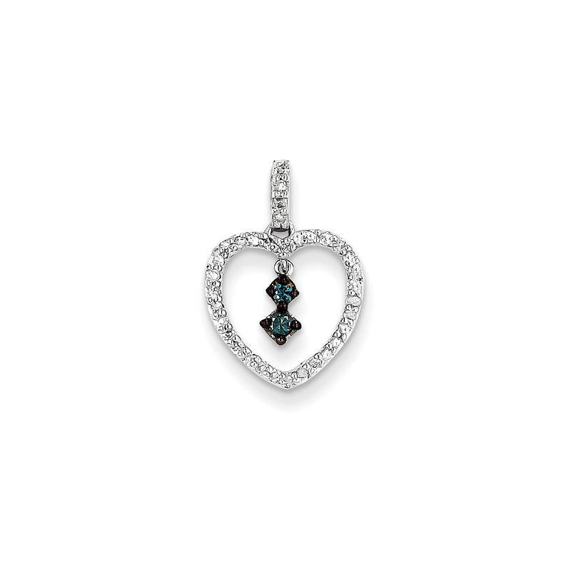 14k White Gold WG Wht. & Bl. Dia Pendant