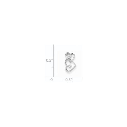 14K White Gold Diamond Double Heart Chain Slide