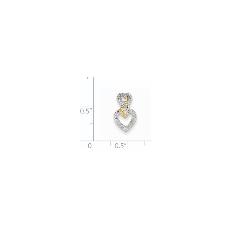 14k Diamond Double Heart Slide Pendant