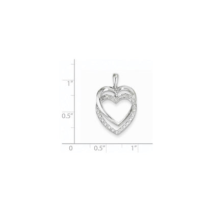 14K White Gold Diamond Double Heart Pendant