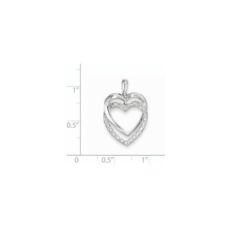 14K White Gold Diamond Double Heart Pendant