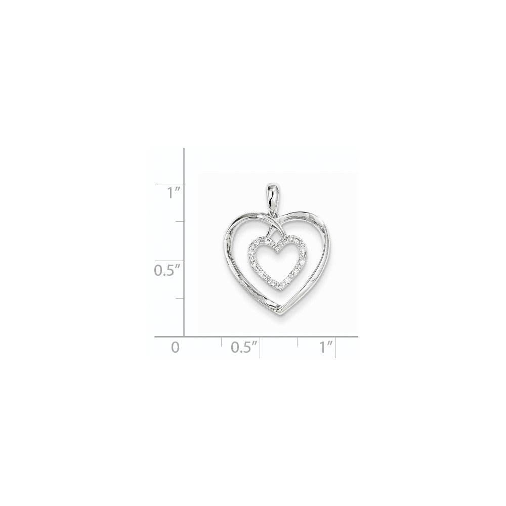 14K White Gold Real Diamond Heart Pendant