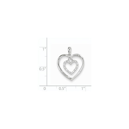 14K White Gold Real Diamond Heart Pendant