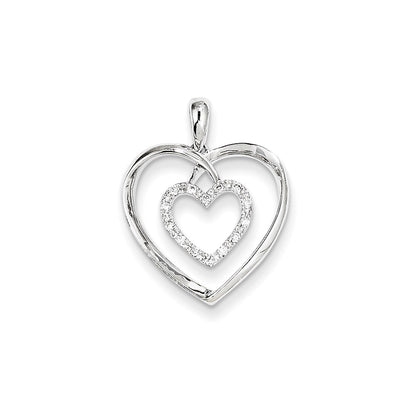 14K White Gold Real Diamond Heart Pendant
