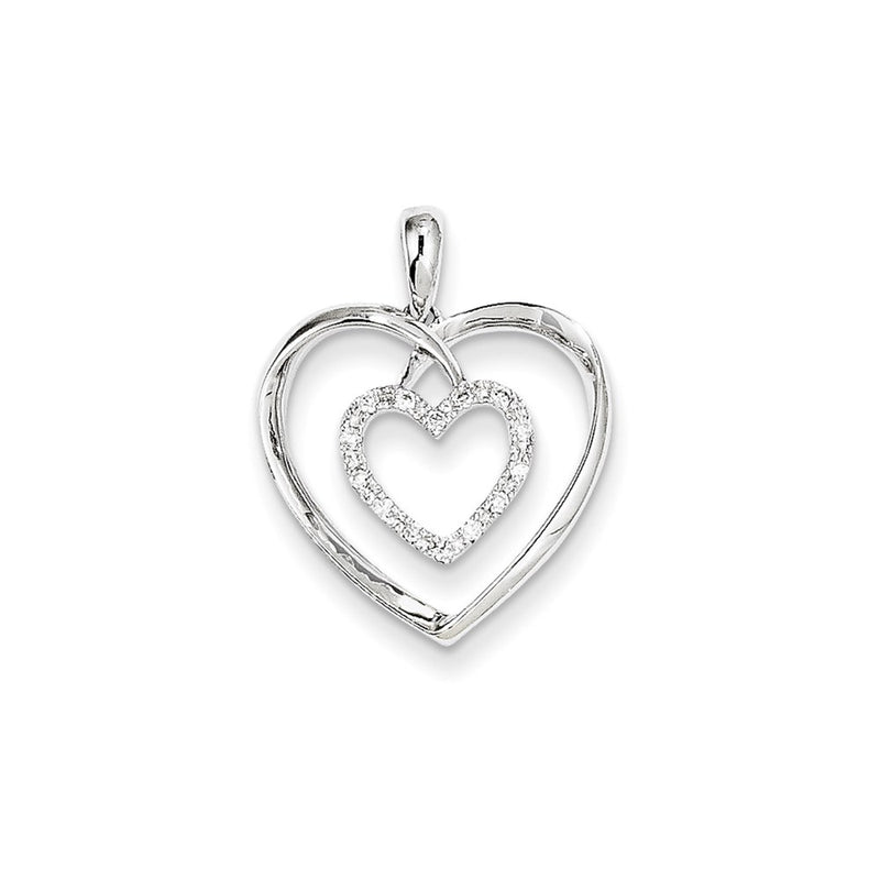 14K White Gold Real Diamond Heart Pendant