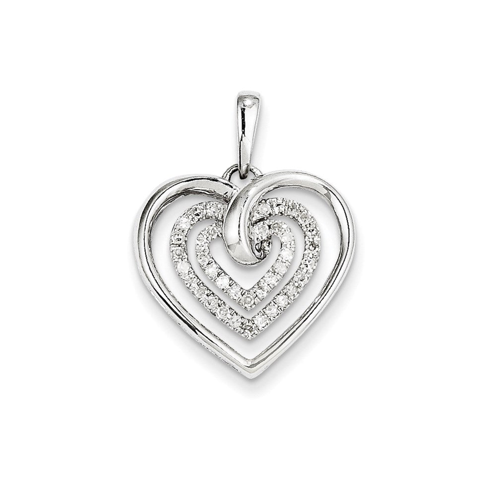 14k White Gold 0.25ct Real Diamond Heart Pendant