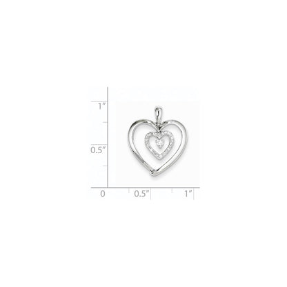 14K White Gold Real Diamond Heart Dangle Pendant