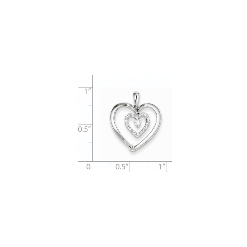 14K White Gold Real Diamond Heart Dangle Pendant