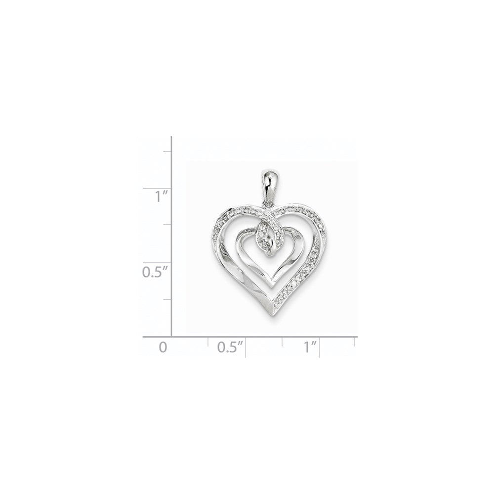 14K White Gold Real Diamond Heart Pendant
