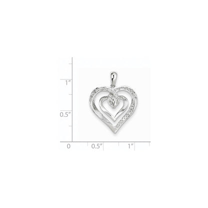 14K White Gold Real Diamond Heart Pendant