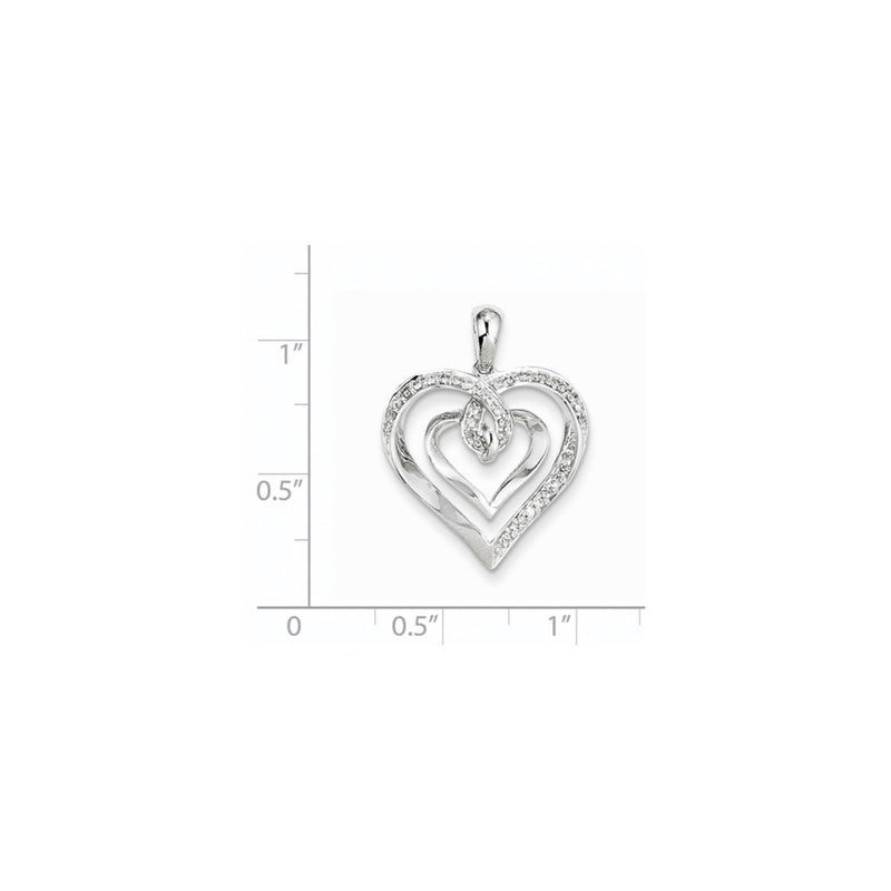 14K White Gold Real Diamond Heart Pendant