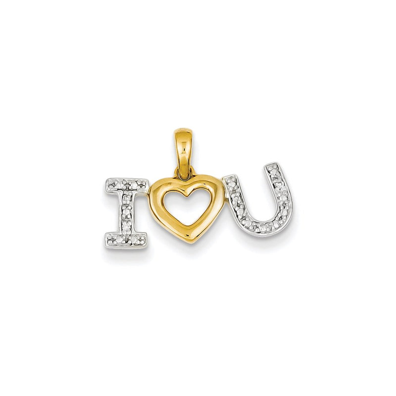 14K Yellow Gold Real Diamond I Love You Pendant