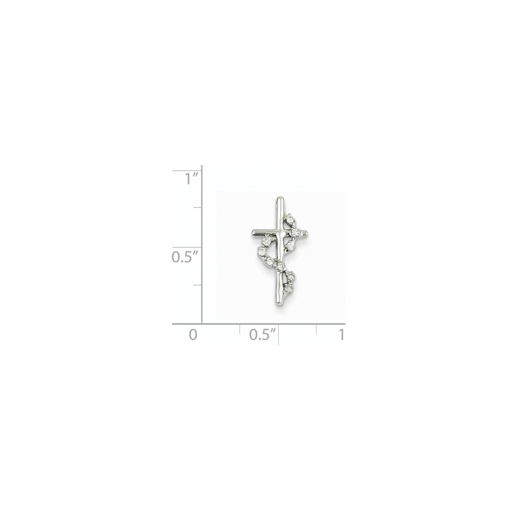 14K White Gold Real Diamond Cross Pendant