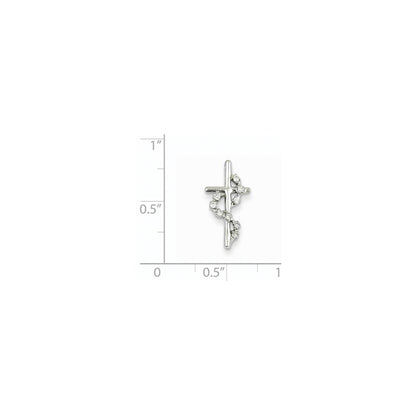 14K White Gold Real Diamond Cross Pendant