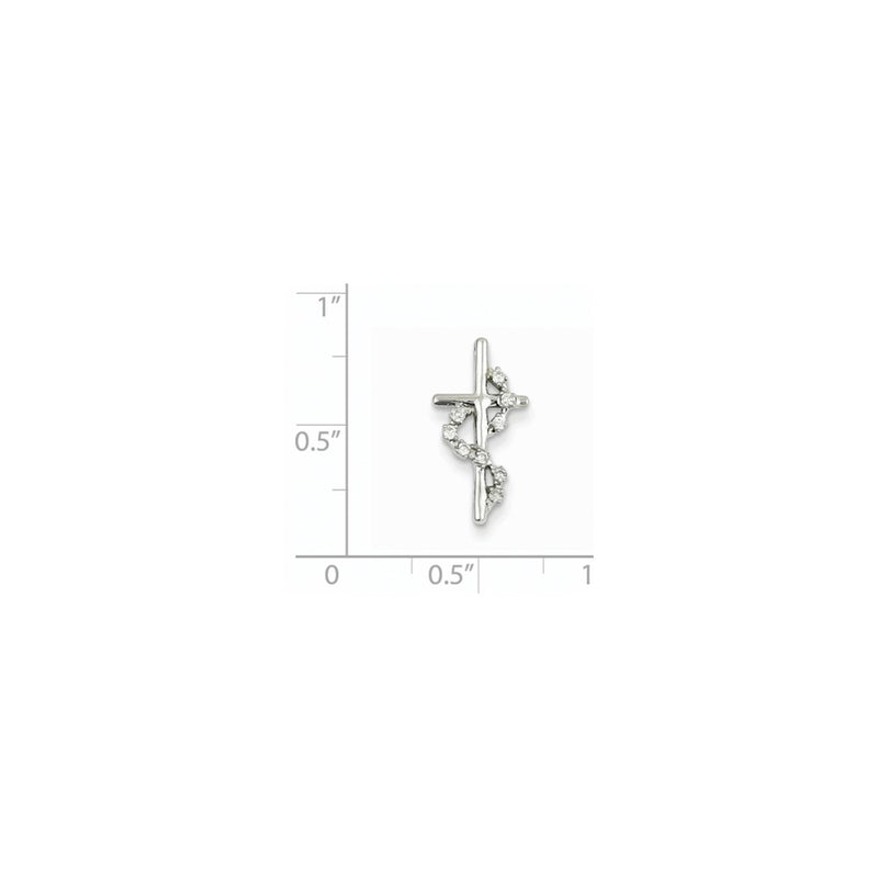 14K White Gold Real Diamond Cross Pendant