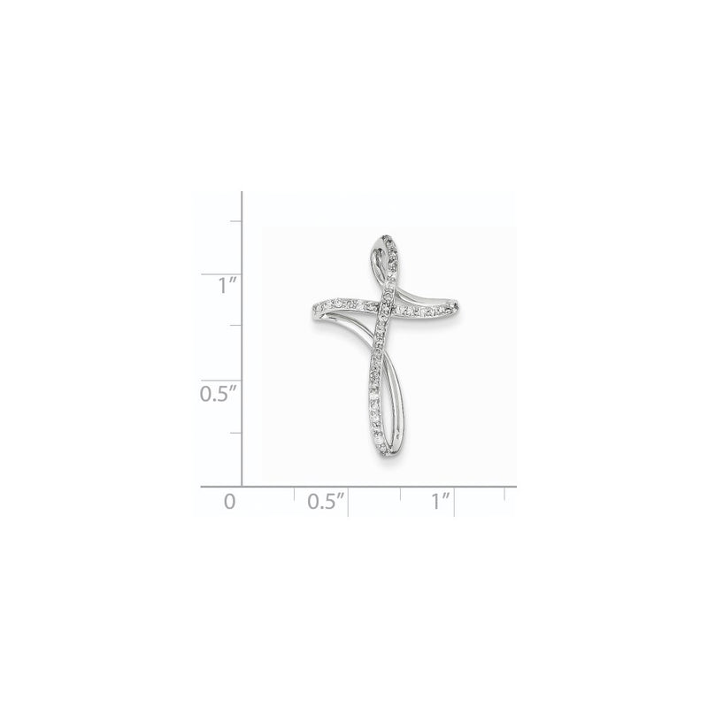 14K White Gold & Real Diamond Cross Pendant Slide