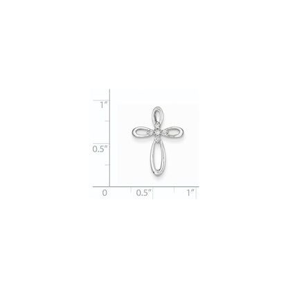 14K White Gold & Real Diamond Cross Pendant Slide Pendant