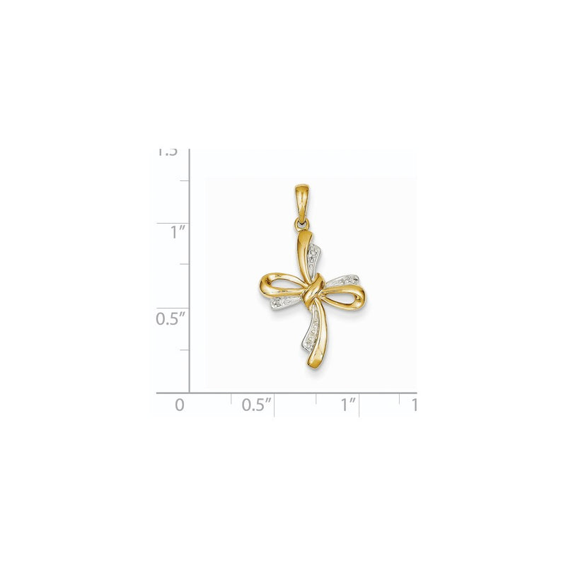 14K Yellow Gold Real Diamond Cross Pendant